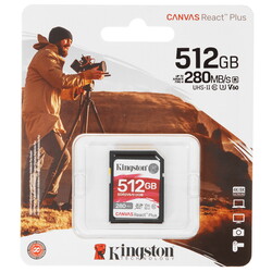 Изображение товара Карта памяти Kingston Canvas React Plus V60 SDXC 512 ГБ [SDR2V6/512GB]