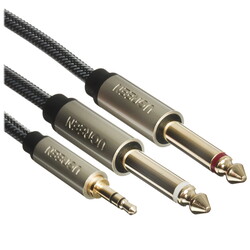 Изображение товара Кабель   Ugreen jack 6.3 мм х2 шт. - jack 3.5 мм серый