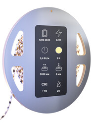 Изображение товара Светодиодная лента Maytoni 12В 2835 9.6Вт/м 3000K 5м IP 20 5мм