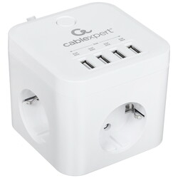 Изображение товара Сетевой фильтр Cablexpert CUBE-3-U4-W-1.5 белый