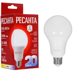 Изображение товара Лампа светодиодная Ресанта LL-R-A80-20W-230-4K-E27