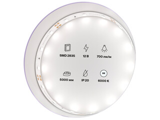 Изображение товара Светодиодная лента Maytoni 12В 2835 7.2Вт/м 6000K 5м IP20