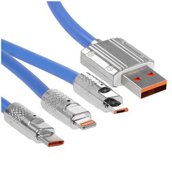 Изображение товара Кабель круглый ZDK Lightning 8-pin, micro USB, USB Type-C - USB 2.0 Type-A синий 1.2 м