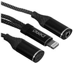Изображение товара Кабель   PERO Lightning - jack 3.5 мм, Lightning черный