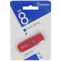 Изображение товара USB флешка 8Gb Smartbuy Dock Red_USB 2.0/до 15MBs/пластик_SB8GBDK-R