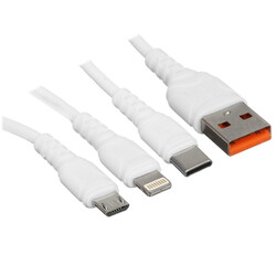 Изображение товара Кабель круглый GoPower Lightning 8-pin, micro USB, USB Type-C - USB 2.0 Type-A белый 1 м