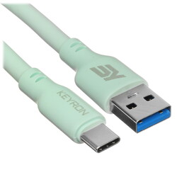 Изображение товара Кабель круглый KEYRON USB Type-C - USB 3.2 Gen 1 Type-A зеленый 1.5 м