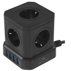 Изображение товара Сетевой фильтр Cablexpert TWR-5-U4-B-3 черный