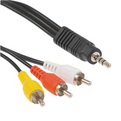 Изображение товара Кабель   Сигнал jack 3.5 мм - 3RCA черный