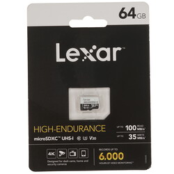Изображение товара Карта памяти Lexar High-Endurance microSDXC 64 ГБ [LMSHGED064G-BCNNG]