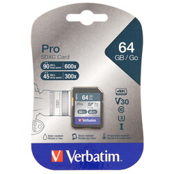Изображение товара Карта памяти Verbatim Pro SDXC 64 ГБ [47022]