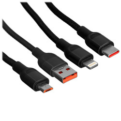 Изображение товара Кабель MOCOLL Lightning 8-pin, micro USB-B, USB Type-C - USB Type-A черный 1.2 м