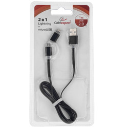 Изображение товара Кабель Cablexpert Lightning 8-pin, micro USB-B - USB Type-A черный 1 м