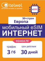 Изображение товара Карта оплаты Telwel Интернет и мессенджеры Европа