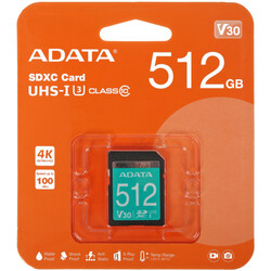 Изображение товара Карта памяти ADATA Premier Pro SDXC 512 ГБ [ASDX512GUI3V30S-R]