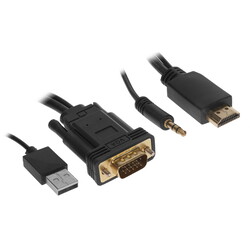 Изображение товара Кабель однонаправленный Orient HDMI - VGA+Jack 3.5, 1 м