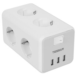 Изображение товара Сетевой фильтр Tessan TS-306 серый