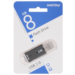 Изображение товара Память USB Flash Smartbuy V-Cut [2.0, 8 Gb, металл, черный]