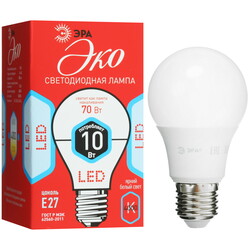Изображение товара Лампа светодиодная ЭРА ECO LED A60-10W-840-E27