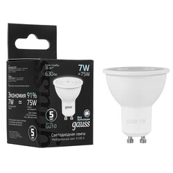 Изображение товара Лампа светодиодная Gauss MR16 7W 630lm 4100K GU10 LED 1/10/100