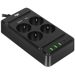 Изображение товара Сетевой фильтр AGNI TP-FS4U4E-PD черный