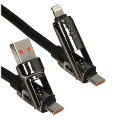 Изображение товара Кабель круглый Hoco Lightning 8-pin, USB Type-C - USB 2.0 Type-A, USB Type-C черный 1.2 м