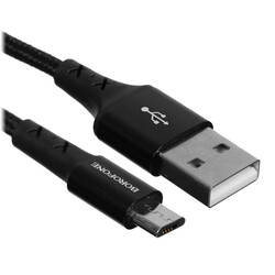 Изображение товара Кабель круглый Borofone micro USB - USB 2.0 Type-A черный 1 м