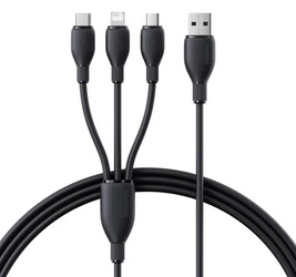 Изображение товара Кабель круглый Baseus Lightning 8-pin, micro USB, USB Type-C - USB 2.0 Type-A черный 0.8 м