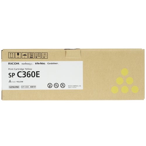 Картридж лазерный Ricoh SP C360E желтый, с чипом
