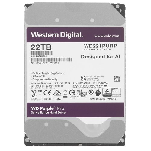 22 ТБ Жесткий диск WD Purple Pro [WD221PURP]