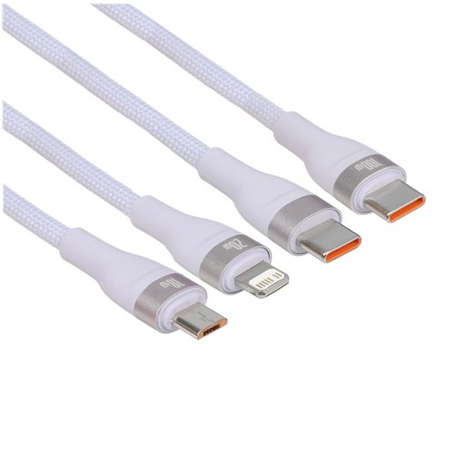 Кабель Baseus Lightning 8-pin, micro USB-B, USB Type-C - USB Type-C фиолетовый 1.5 м