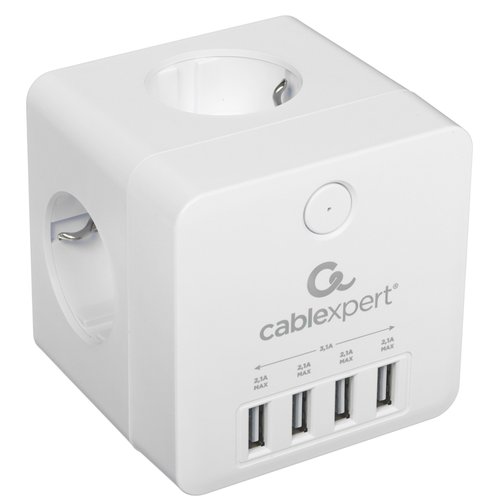 Сетевой фильтр Cablexpert CUBE-4-U4-W белый