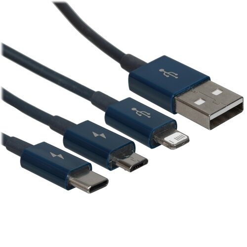 Кабель Baseus Lightning 8-pin, micro USB-B, USB Type-C - USB Type-A синий 1.5 м