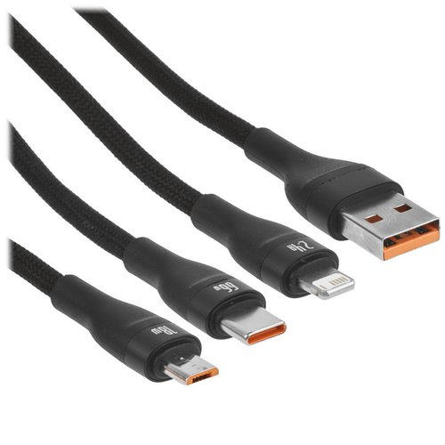 Кабель Baseus Lightning 8-pin, micro USB-B, USB Type-C - USB Type-A черный 1.2 м