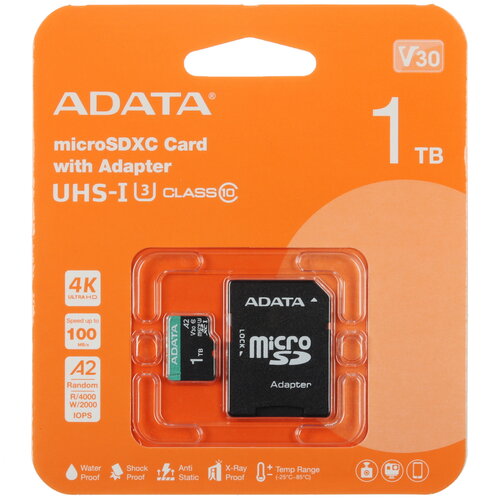 Карта памяти ADATA Premier Pro microSDXC 1024 ГБ [AUSDX1TUI3V30SA2-RA1]