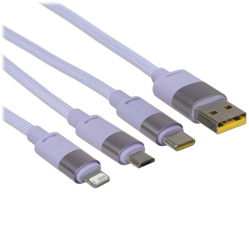 Кабель Baseus Lightning 8-pin, micro USB-B, USB Type-C - USB Type-A фиолетовый 1.5 м