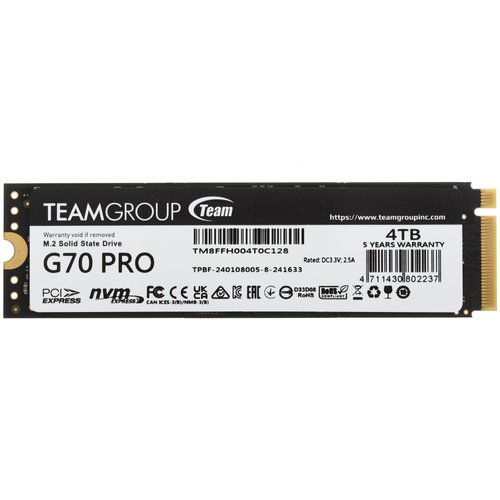 4000 ГБ M.2 NVMe накопитель TEAMGROUP T-FORCE G70 Pro [TM8FFH004T0C128]