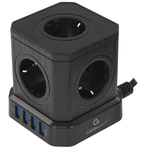 Сетевой фильтр Cablexpert TWR-5-U4-B-2 черный