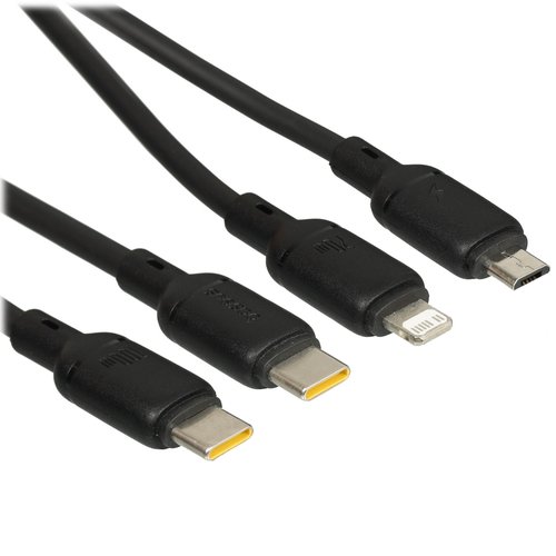 Кабель Baseus Lightning 8-pin, micro USB-B, USB Type-C - USB Type-C черный 1.5 м