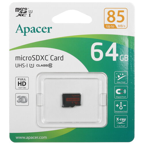 Карта памяти Apacer microSDXC 64 ГБ [AP64GMCSX10U5-RA]