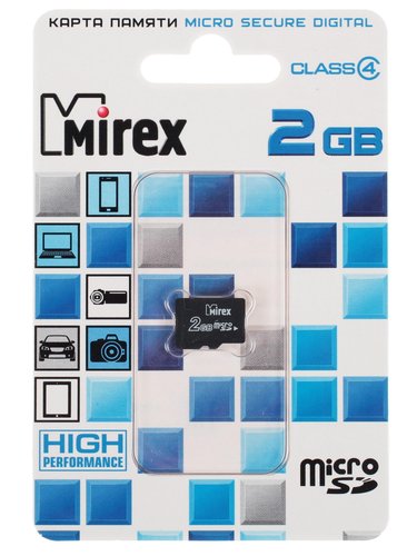 Карта памяти Mirex microSD 2 ГБ [13612-MCROSD02]