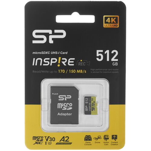 Карта памяти Silicon Power Inspire microSDXC 512 ГБ [SP512GBSTXLA2V1N]