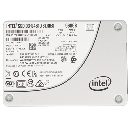 960 ГБ Серверный SSD Intel D3-S4610 Series [SSDSC2KG960G801]