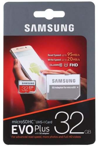 Карта памяти Samsung EVO Plus [microSDHC, U1, 32 Gb, 95 Mb/s, адаптер]
