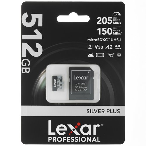 Карта памяти Lexar Professional Silver Plus microSDXC 512 ГБ [LMSSIPL512G-BNANC]