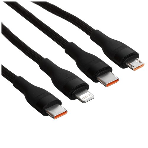 Кабель Baseus Lightning 8-pin, micro USB-B, USB Type-C - USB Type-C черный 1.5 м
