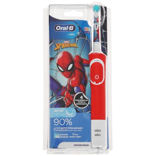 Электрическая зубная щетка Braun Oral-B Vitality Kids D100.413.2K Spiderman белый, красный
