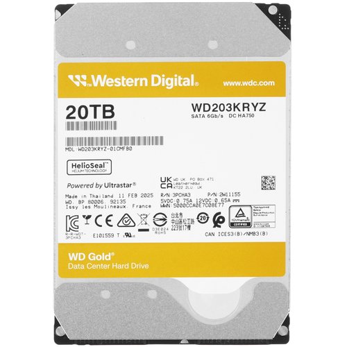20 ТБ Жесткий диск WD Gold [WD203KRYZ]