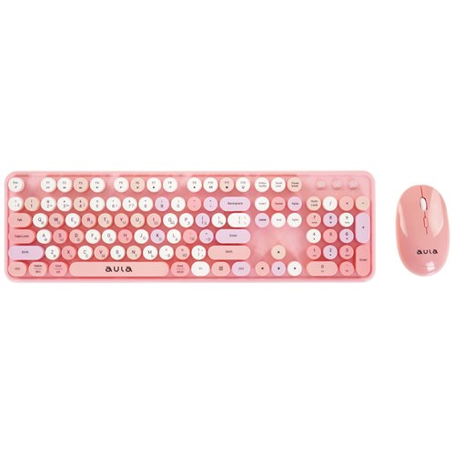 Keyboard and mouse Wireless   AULA AC306 pink