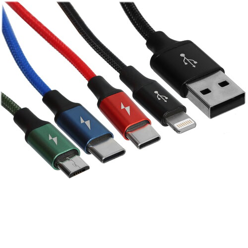 Кабель Baseus Lightning 8-pin, micro USB-B, USB Type-C - USB Type-A черный 1.2 м